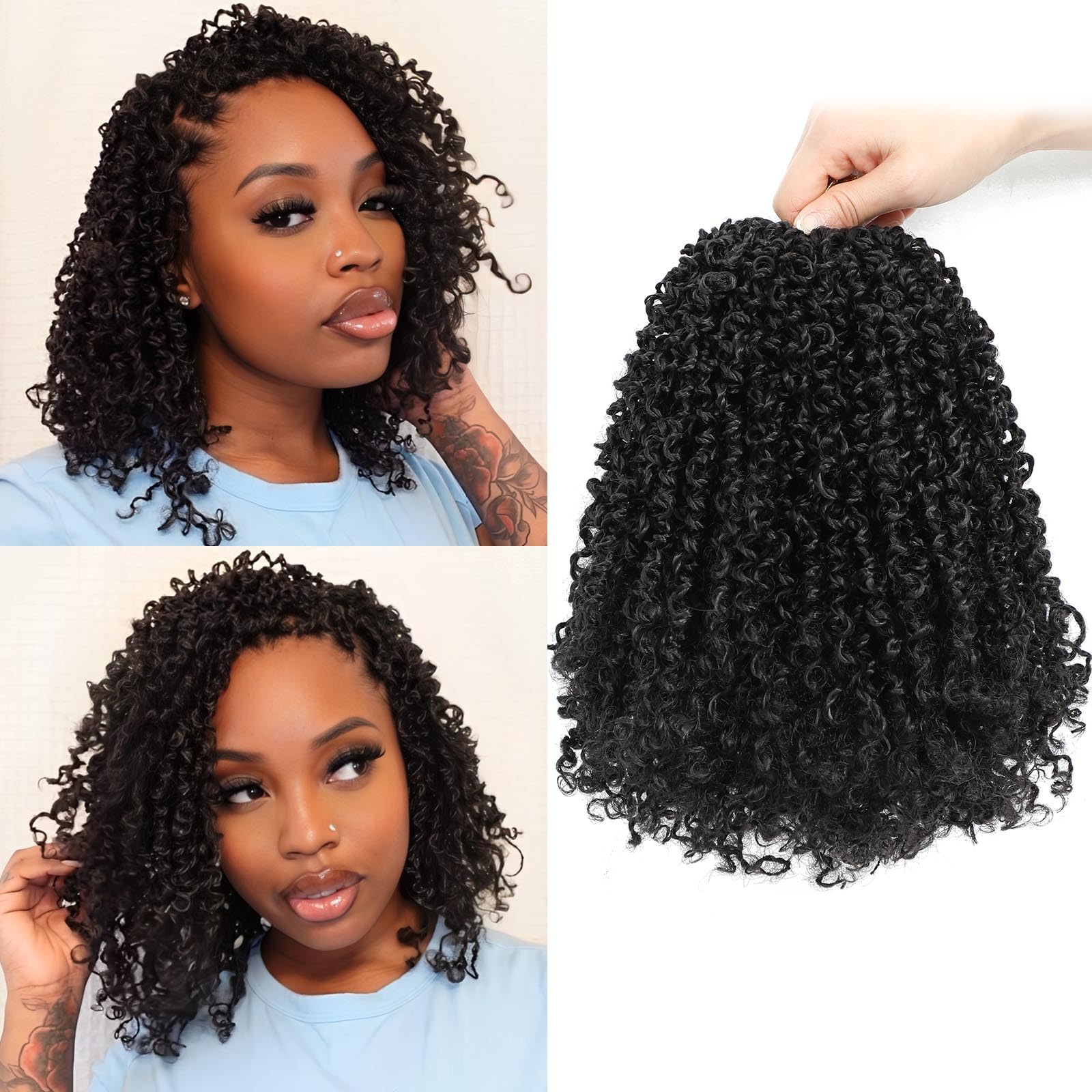 

8 Yanky Twist Crochet Hair Ombre Brown Spring Twist Hair Senegalese Twist Crochet Hair with Curly Ends Synthetic Crochet Braids 8inches&1Pcs/Lot