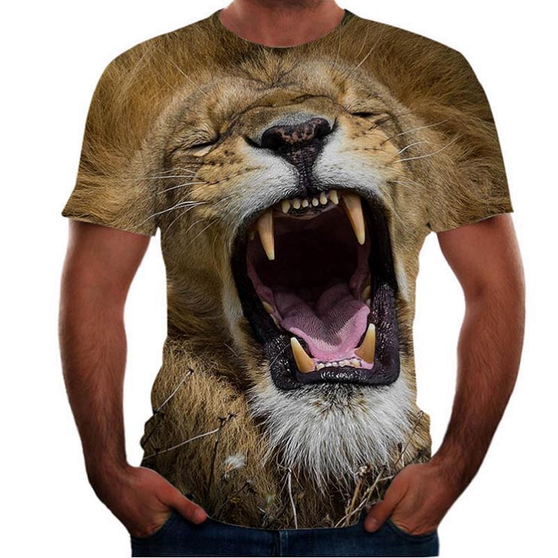 Animal Tiger 3D T-shirt Men's Lion Short Sleeved Men's Quick Drying T-shirt