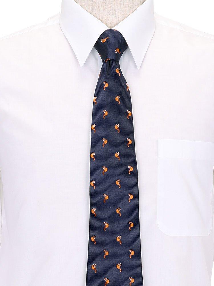 Colorata Red Panda Necktie X Navy Fine Pattern Silk Jacquard Animal Gift Present [COLORATA] (145 8.5cm / / / 100% / Weave)