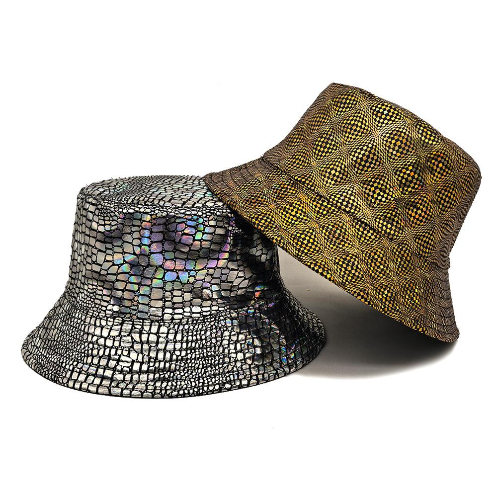 Comfortable Home Life Women's Silver Bling Colorful Reflection Bucket Hats Men Decorate Panama Hiphop Summer Sunscreen Fisherman Hat Unisex Sun Gorras Travel 56-58Cm