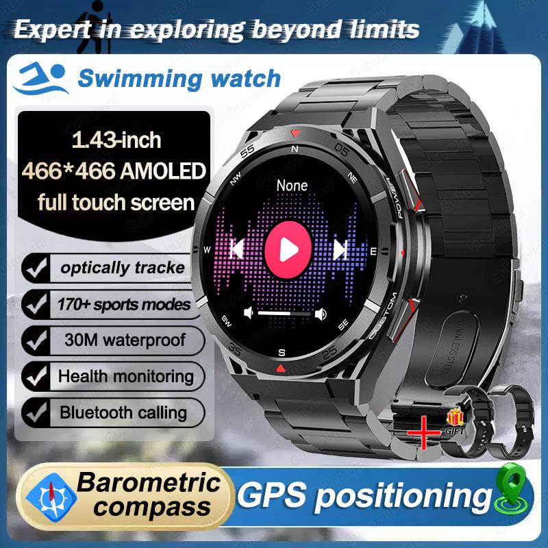 2025 New GPS Smart Watch Men Bluetooth Call 100+Sport GPS Track Watches Voice Assistant Waterproof Smartwatch For Android IOS