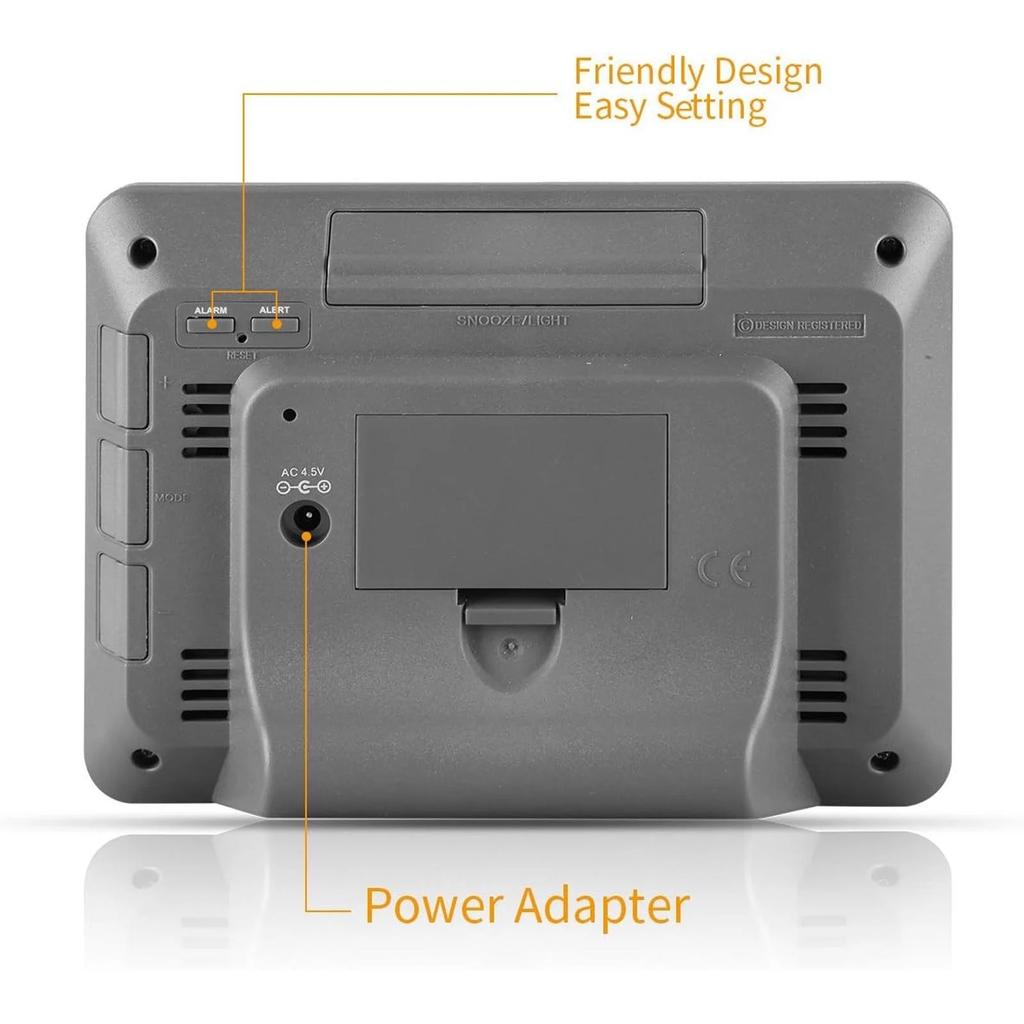 Wireless temperature and humidity meter weather clock home thermometer weather station LCD wall mounted large color screen