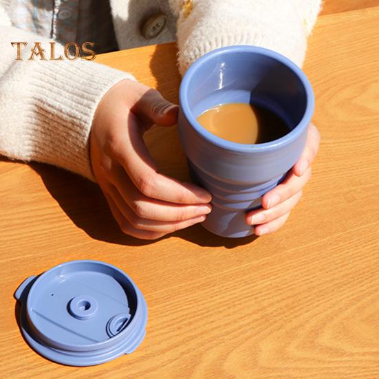 Collapsible Silicone Travel Cup 12oz Portable Foldable Coffee Mug for Camping Hiking Commuting Leakproof Eco-Friendly Water Bottle with Wide Mouth