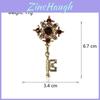 Vintage Geometric Key Brooch With Electroplated Zinc Alloy For Women And Men