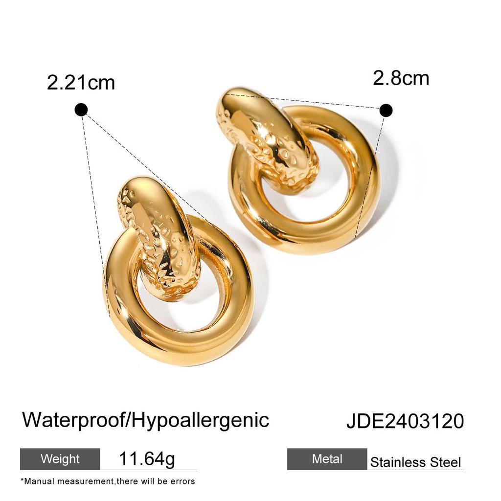 18k Gold Plated Stainless Steel Minimalist Earrings in European & American Design