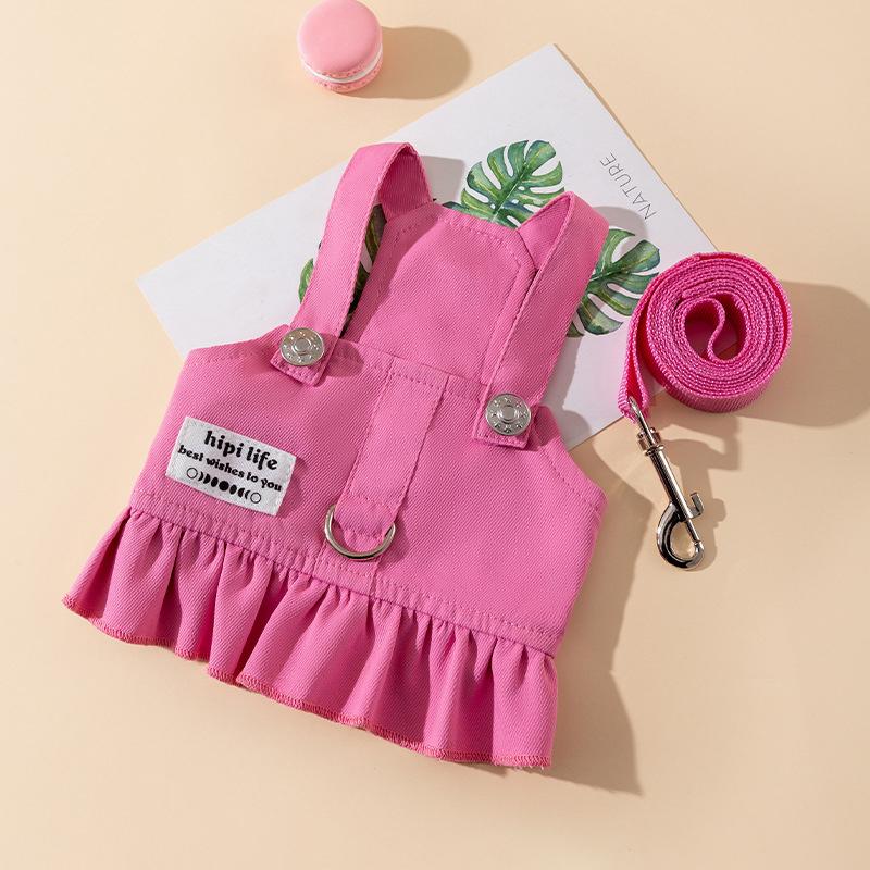 

Летнее платье для собак маленьких пород, роскошная одежда для щенков, чихуахуа, французский бульдог, бишон, кошка, костюм, одежда для домашних животных, жилет, юбка для щенков S розовый