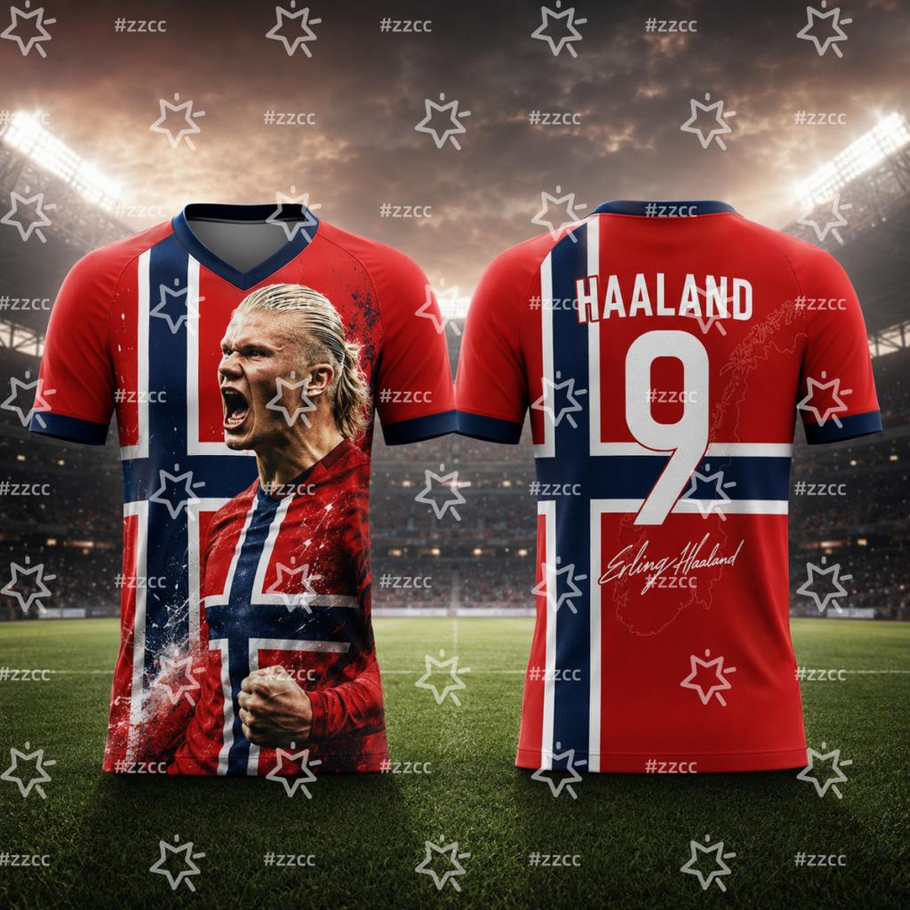 Norwegisches Haaland Fußballtrikot Fußball-Trainingsset Sommer Sport Herren-T-Shirt Kinderkleidung T-Shirt Damen Radtrikot