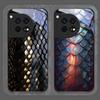 Art Black Golden Scale Texture Printed Tempered Glass Phone Case for OnePlus 13R 12 11 10 ACE2 3 Pro Nord 2T 4 2 CE3 Lite Covers