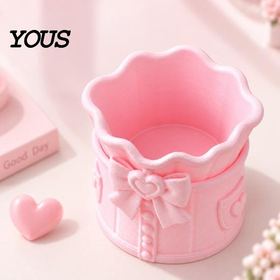 Vanity Desk Organizer Pink Bow Makeup Brush Holder, 3D Printed Organizer, Cosmetic Desktop Organization Cup Brushes & Pen Storage for Decoration