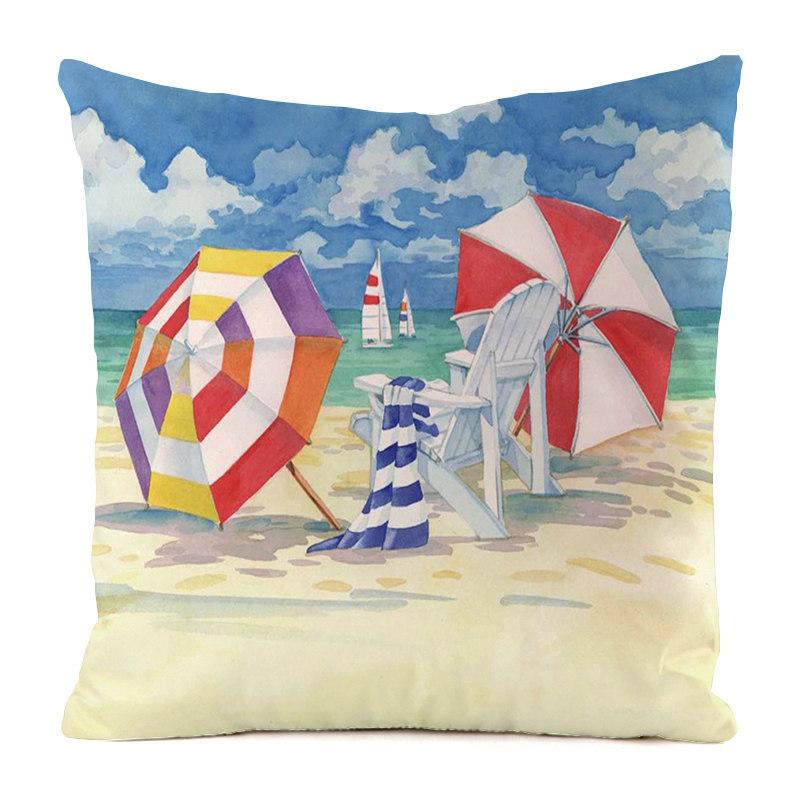 Beach Lounge Chair Collection Digital Printing Short Plush Pillow Covers For Car Sofa Office Cushion Cover Home Goods