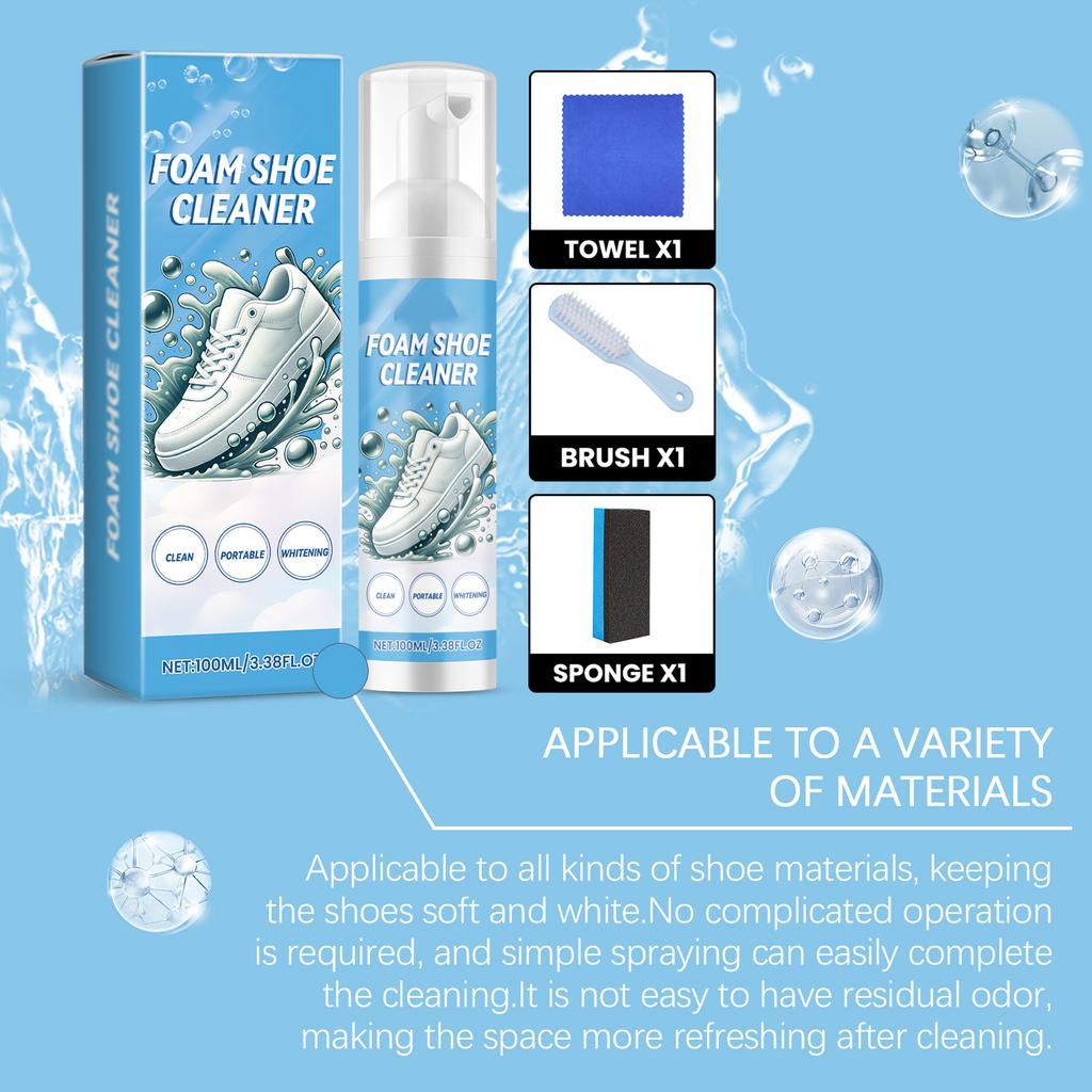 Shoe Cleaner, Dry Cleaning Agent, Sports Shoe Cleaner, Waterless Portable Cleaner 100ml