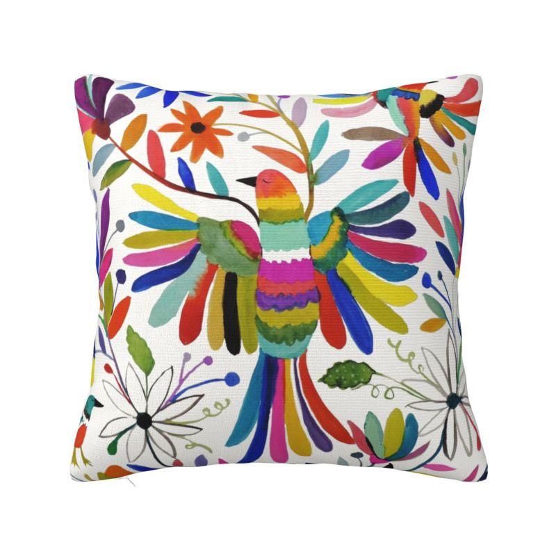 Custom Fashion Mexican Otomi Birds Texture Pillow Case 40x40cm Sofa Folk Floral Art Luxury Cushion Cover Car Pillowcase
