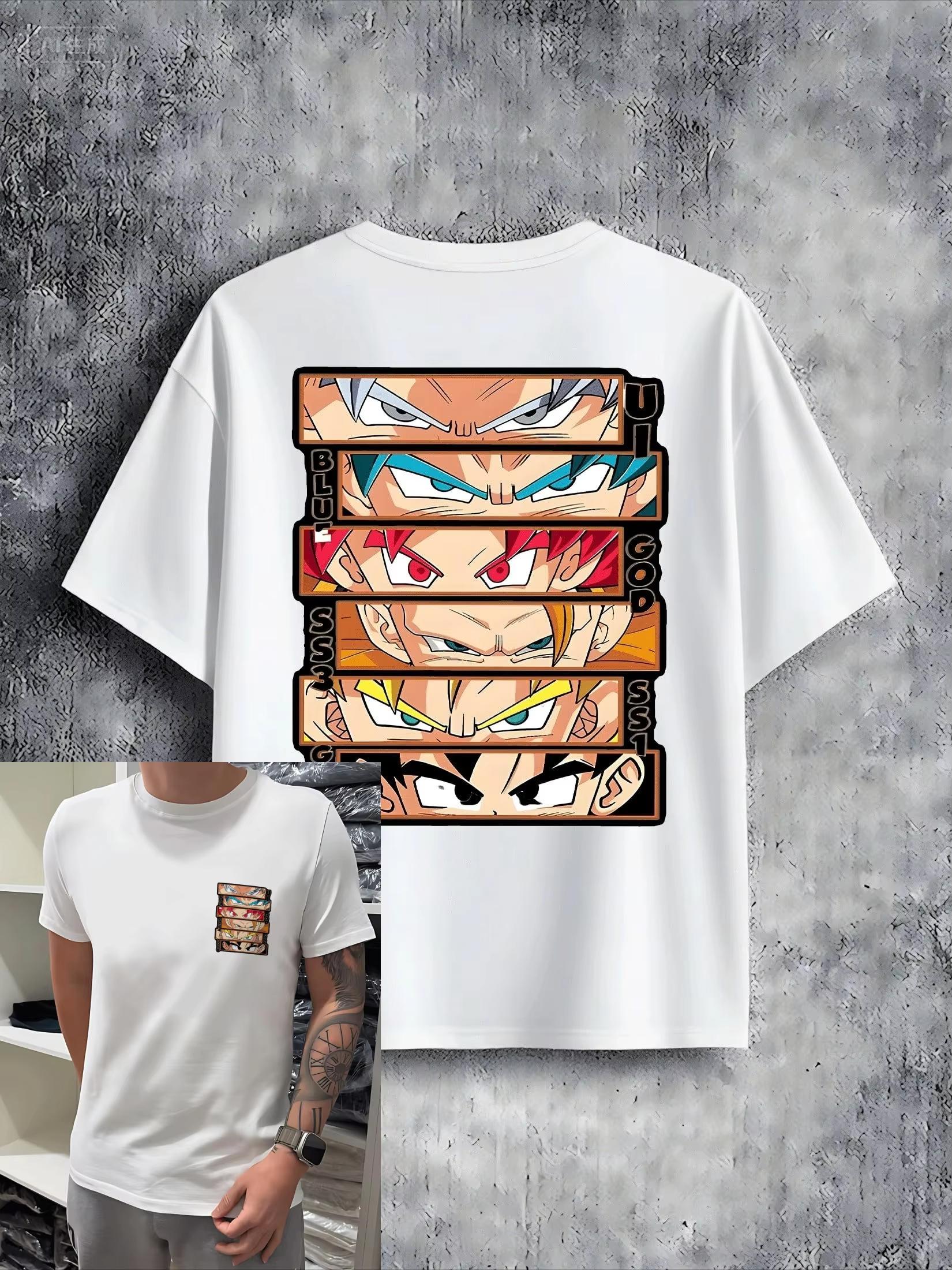 

Dragon Ball Goku Trend Explosion Mens Summer Oversized T Shirt Anime Printed Casual Cotton Streetwear Trendy Graphic Tee Tops S