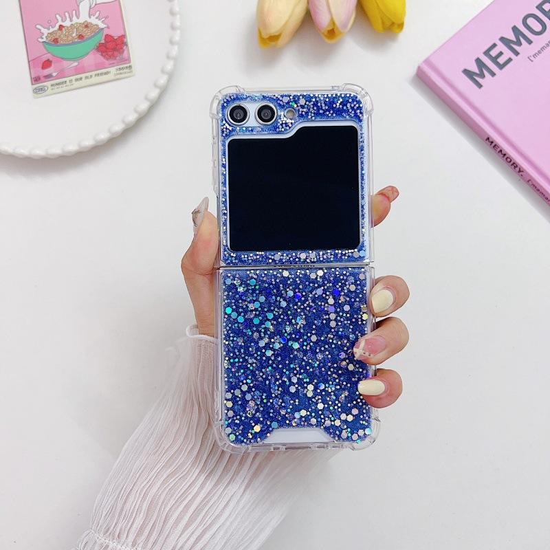 Epoxy Glitter Beads Phone Case On ZFlip1/1/1/1/1 Samsung Folding Silver Sequin Case