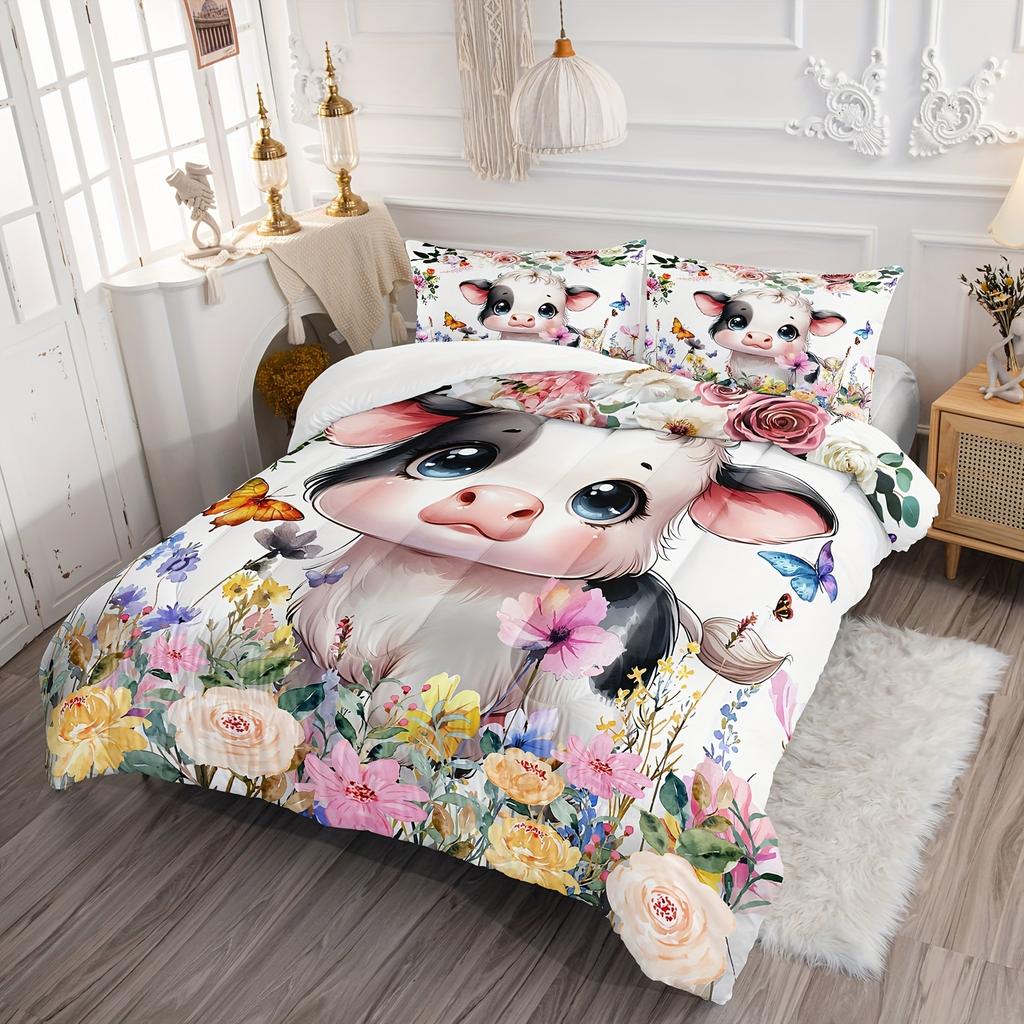 Harvest Season Bedding Set 3D Printed Anime Cattle Duvet Cover Set Single Twin Double Size Bedroom Decor Duvet Cover Set Home