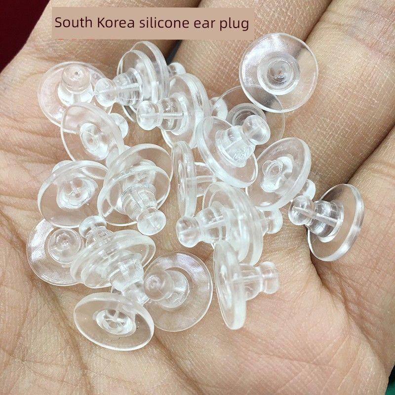 

925 Pure Silicone Flying Disk Toys Large Earplug Anti-Drop Support Super Tight Earplugs Ear Studs Rear Plug Earrings Holder Dy Accessories Transparent soft silica gel 20 + send 10