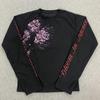 European American Dark And Style Spring Floral Print Long Sleeved Mens And Womens Loose Round Neck Top