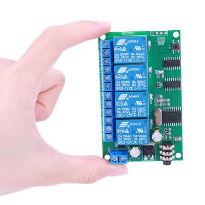 AD22B04 4 Channel DTMF Audio Controller Decoder Relay DC 12V Non-Locking/Self-Locking/Interlocking/Time Delay for Smart Home