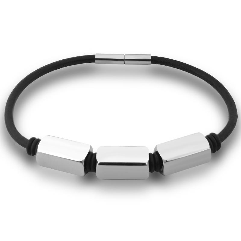 

Customized Family Name Leather Bracelet Rope Silver Color Stainless Steel Buckle Magnetic Bracelets Men Fashion Casual Jewelry 18.5cm