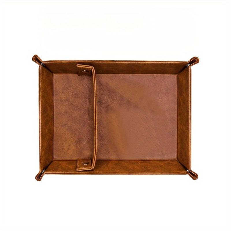Vintage Faux Leather Storage Tray-Foldable&Portable Organizer for Watches,Desk & Drawer Organizer for Home Storage