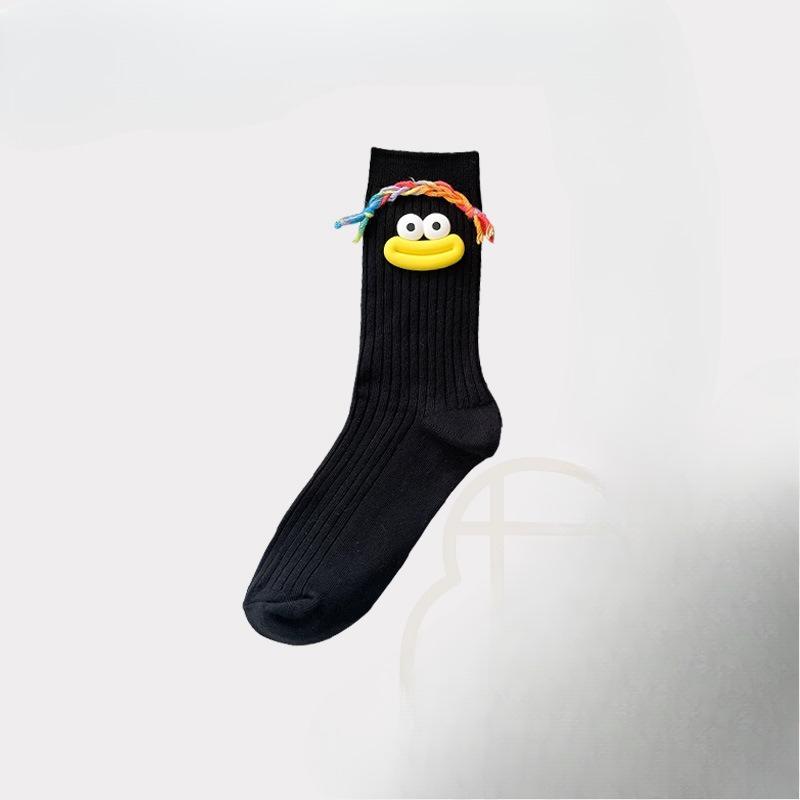 

Забавные носки для девочек, чистый хлопок, уродливые и милые, большеротые, очаровательные вязаные шерстяные гольфы до середины икры, персонализированные носки 1 pair