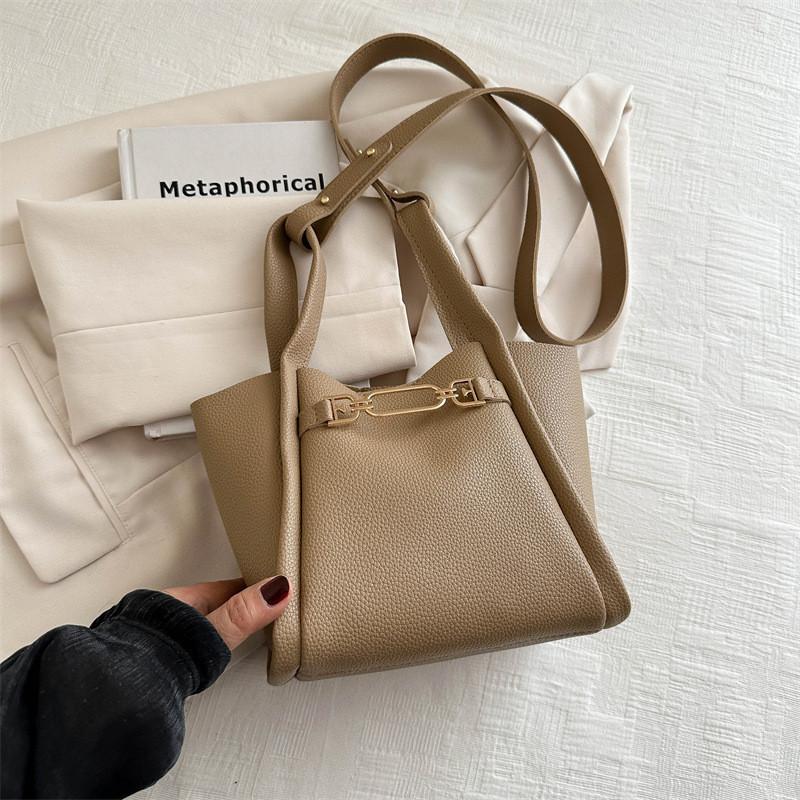 2024 New Popular Simple Bucket Bag Women Street Fashion Pu Shoulder Bag