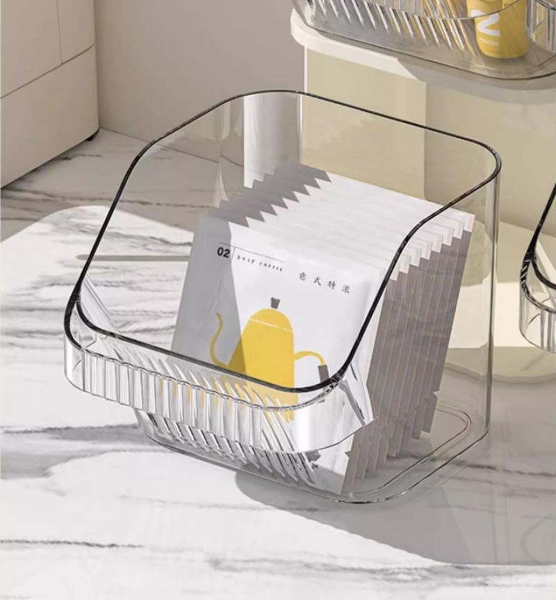 Coffee Station Organizer Tea Bag Container Desktop Organizer Stackable Storage Box With Removable Compartment For Tea Bags