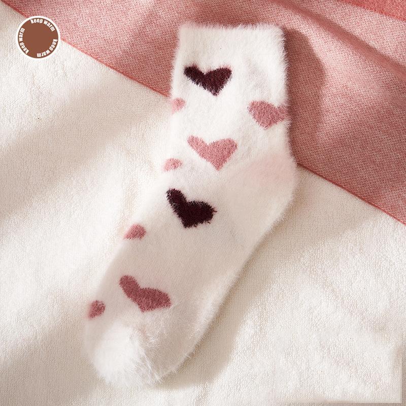 5 pièces chaussettes lisses pour femmes chaussettes en velours de vison femme automne et hiver plus chaussettes à tube épais en velours chaussettes de sol chaudes chaussettes de sommeil en velours corail