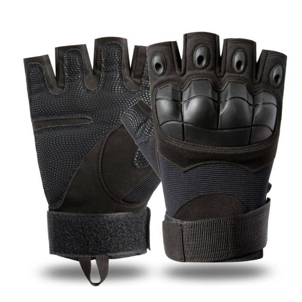 Luvas Táticas Pretas Outdoor Britânicas para Equitação Fãs Militares Anti-Corte Desempenho em Campo Esportes Fitness Luvas de Meio Dedo com Casca Dura