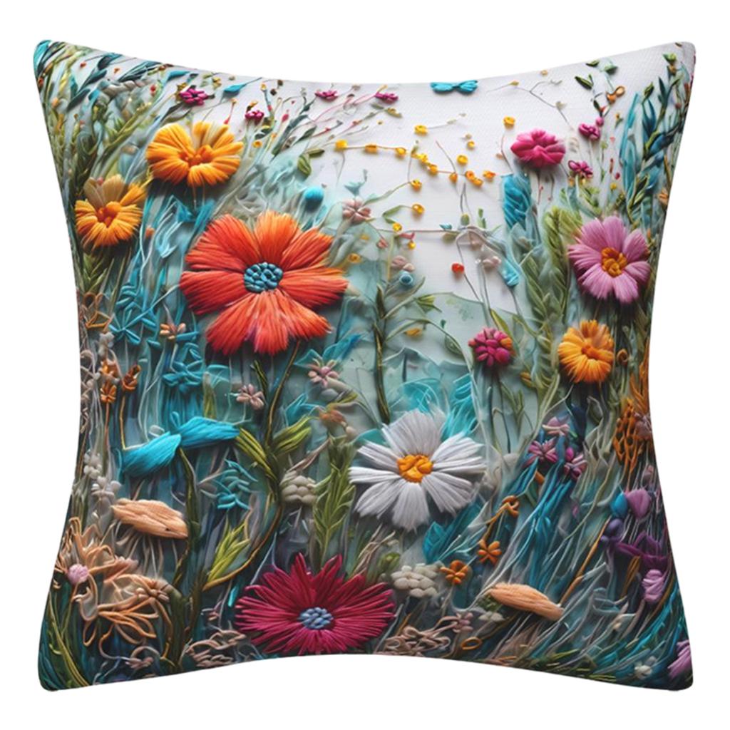Imitation Embroidery 3D Flower Pillowcase For Spring And Summer, Fashionable And Sofa Cushion Cover
