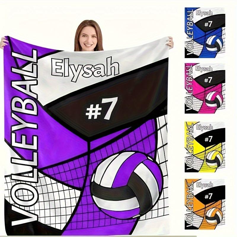 Volleyball Flannel Blanket Personalized Text Soft Machine Washable AllSeason Throw for Boys Girls Adults Home Travel