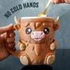 3D Printed Cute Highland Cow Ice Cream Pint Holder Leak-Proof Antifreeze Handle Perfect for Ice Cream Containers Beer Can Sleeve