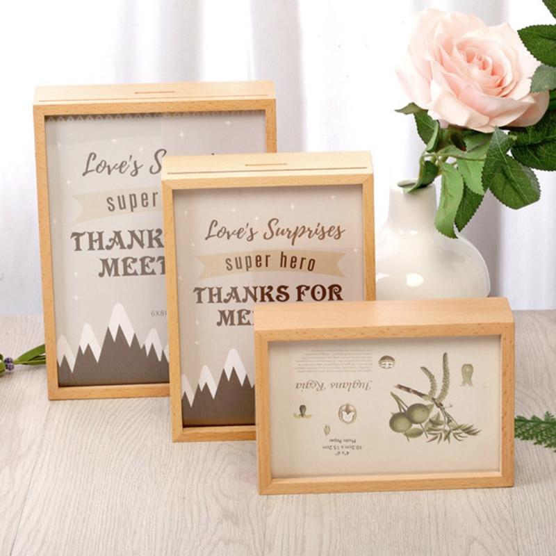 Money and Picture Frame Money for Case Funny Wood Money Box Kids Gift Home Decor