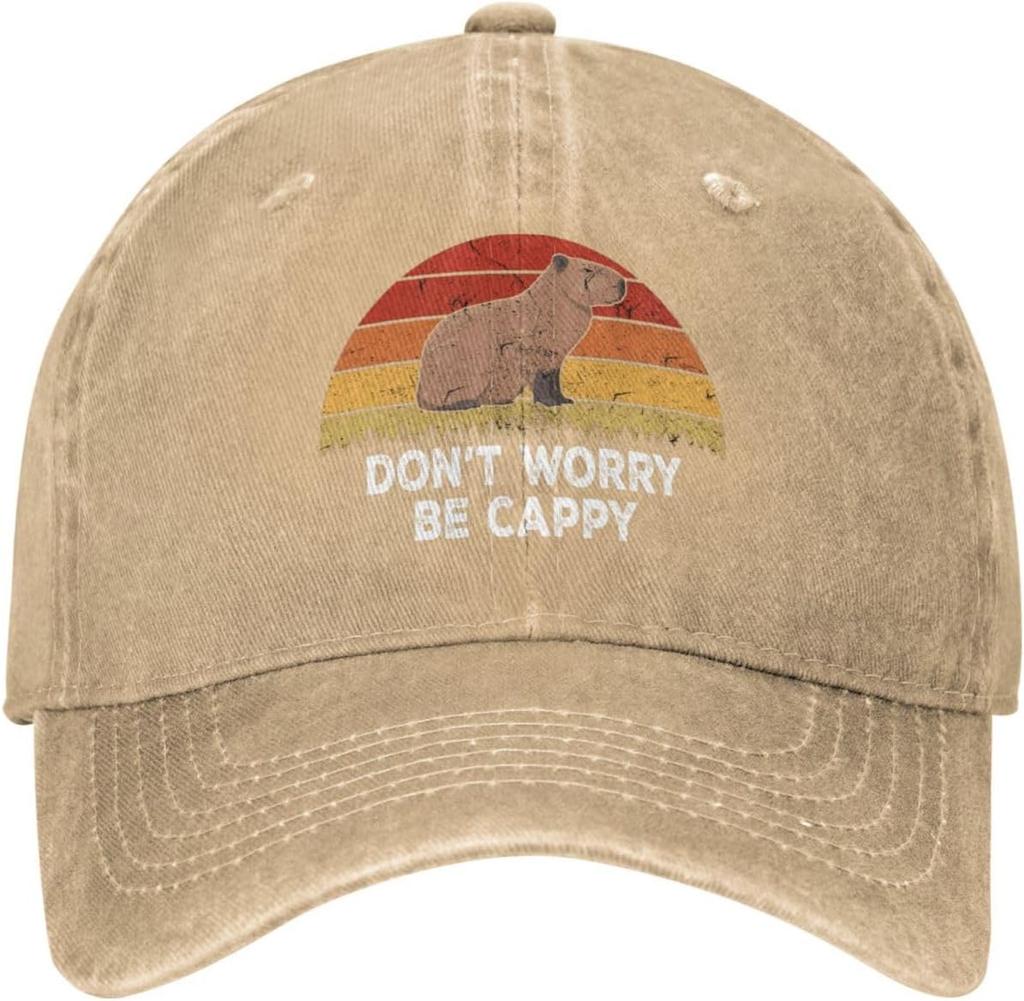 Dont Worry Be Cappy Capybaras Hat Men Baseball Cap Vintage Cap