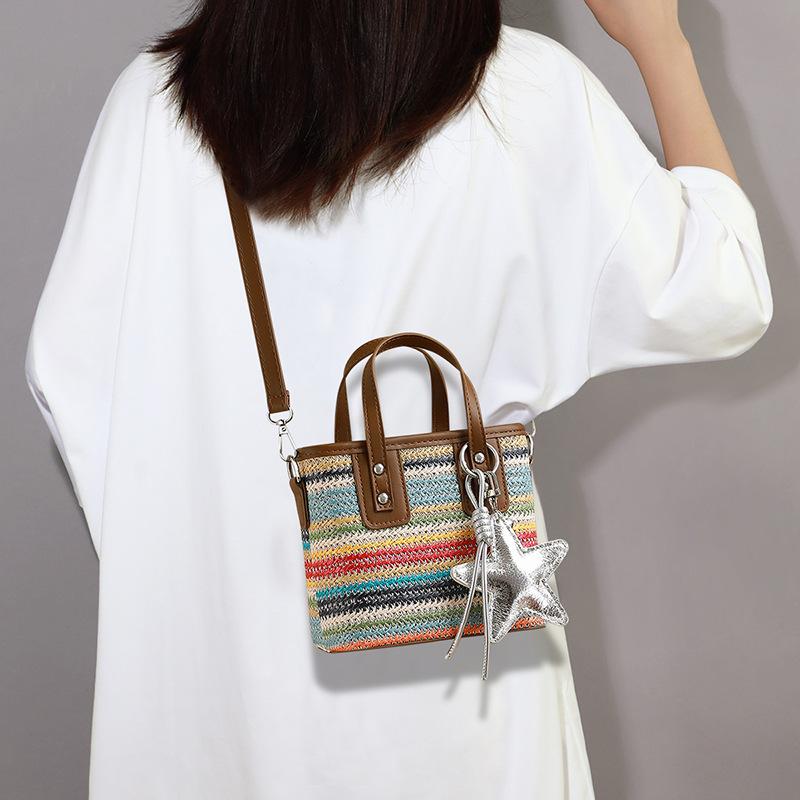 

Bag New women s bag Summer handbag Rainbow woven bag Premium shoulder messenger bag