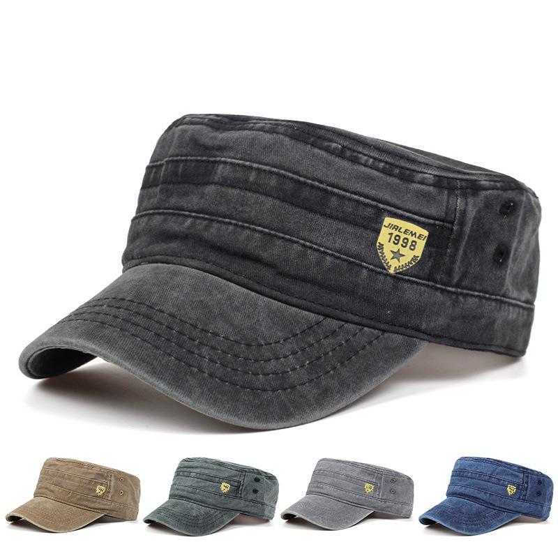1pc Retro Washed Flat Top Hat Adjustable Fisher Caps for Men Women Cadet Military Caps Design Driver Cap Four Season Dailywear