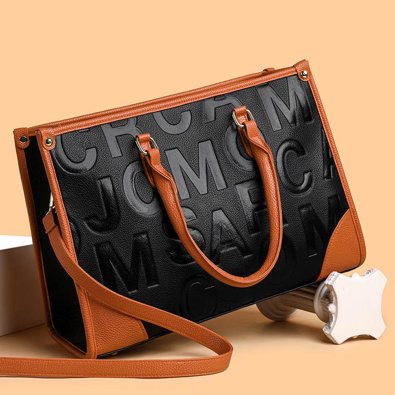 Handbag Large Capacity New Versatile Simple Retro Embossed Fashion Tote Bag