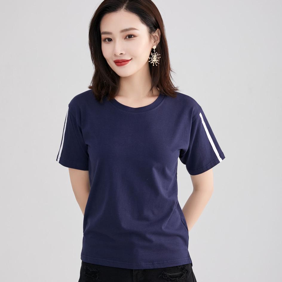 Spring New Short-sleeved Ins Korean Version T-shirt Girls Round Neck Casual Printed Tops Fashionable and Cute Women's Clothing