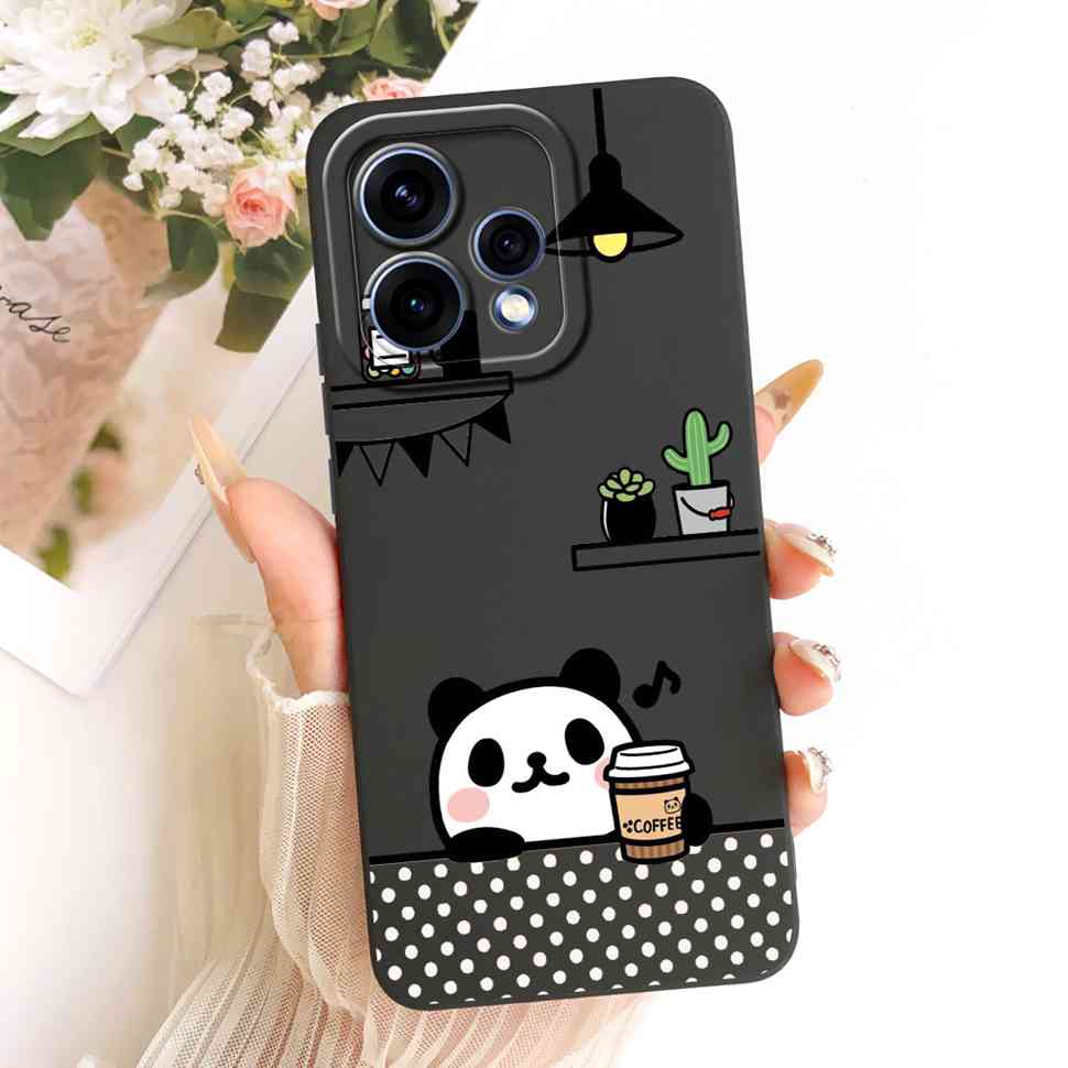 For Oppo Reno15 5G Case CPH2825 ilicone Back Cover For Oppo Reno 15C Reno15c 5G Cute Panda Cartoon Phone Cases Shockproof