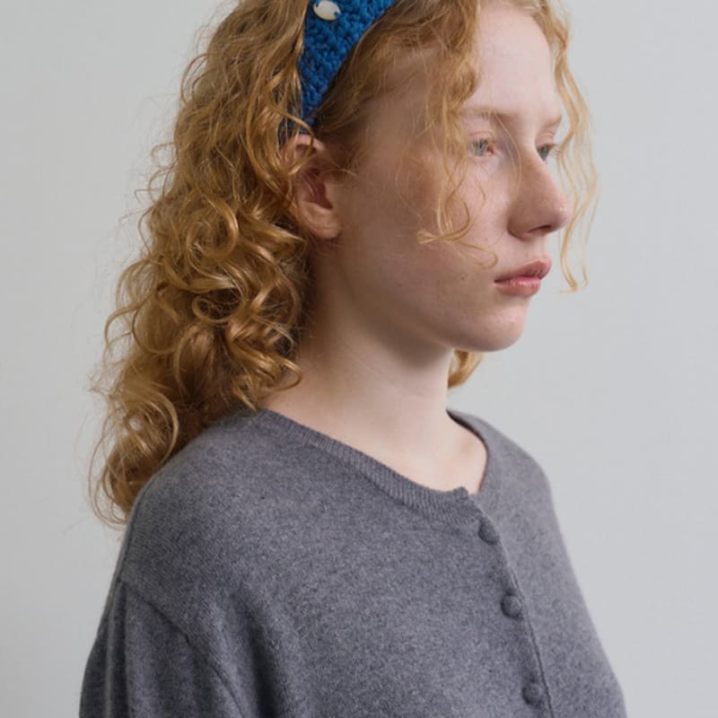 

TINKNIT Шерстяная вязаная повязка на голову с косичкой_синяя Brick