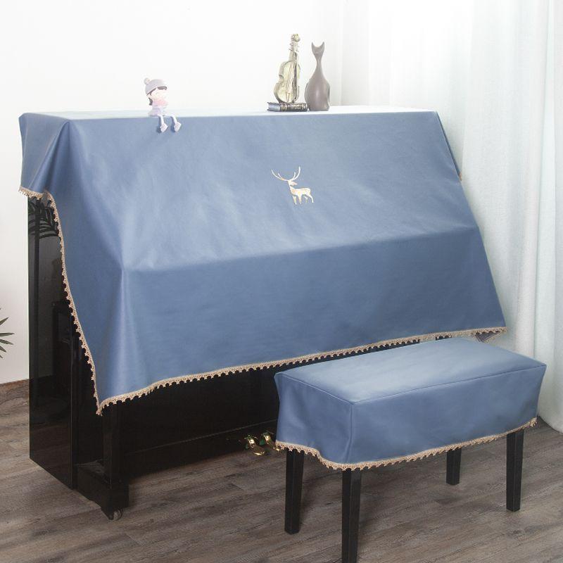 Solide Eenvoudig Licht Piano Decor Stofdichte Kap voor Herten Borduurwerk Kant Waterdicht en Zonwerend Volledige Dekking Stof Single stool 55x35cm blauw