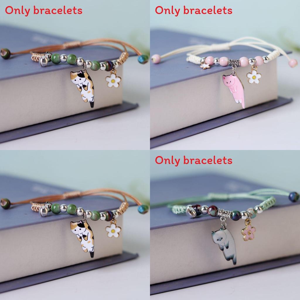 Minimalist Cat Charm Bracelet With Alloy And Woven Cord For Womens Fashion And Gift