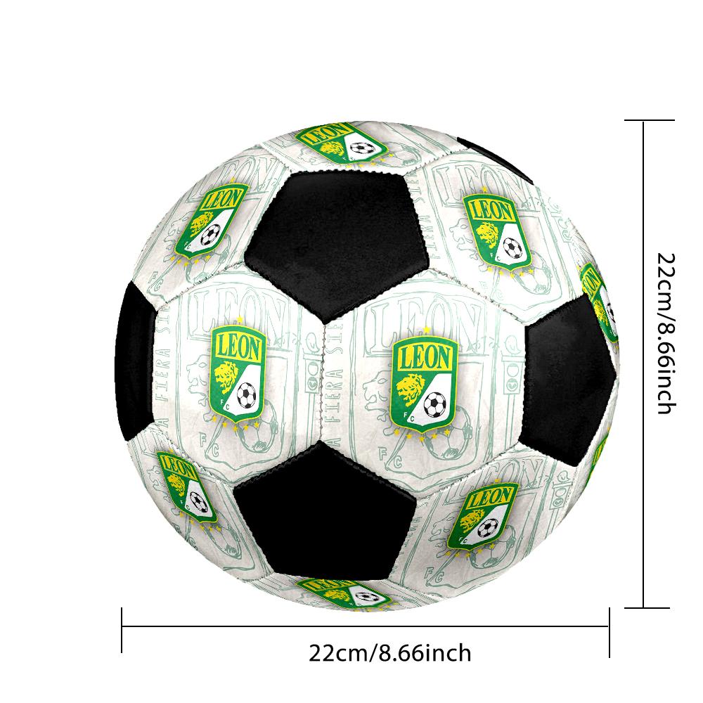 SIZE 5 León FC Soccer Ball Colorful All Ages Machine Stitched PVC Competition Ready Durable High-Bounce