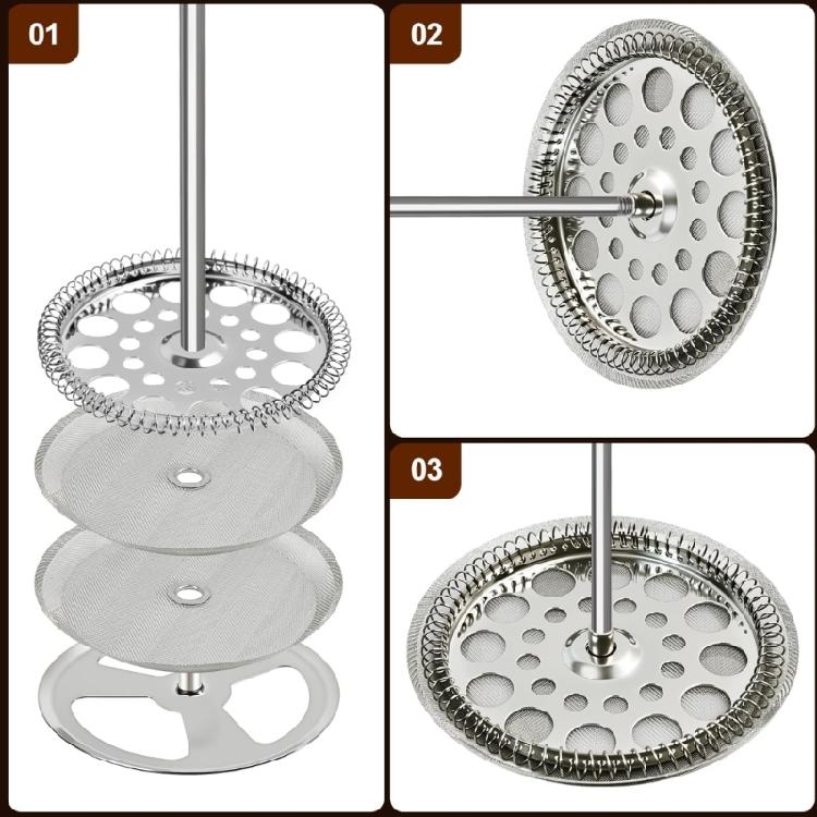 Professional Coffee Filter Mesh Universal 4In French Press Filter Replacements Set Includes Spirals and Crosses Disk