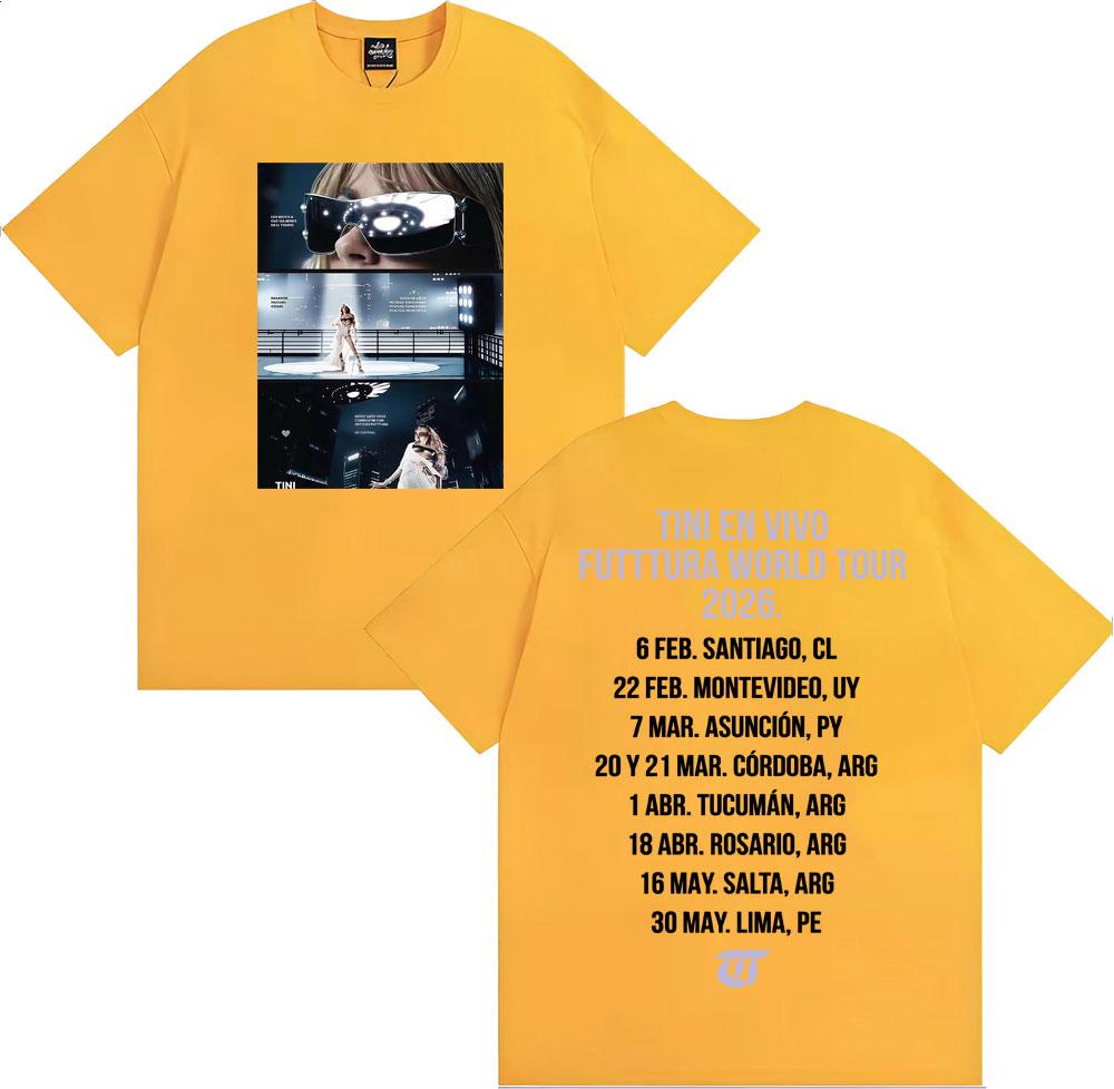 Tini Stoessel Futtura World Tour 2026 Graphic T Shirts Men Women Fashion Hip Hop Aesthetic T-shirts Summer O-Neck Cotton T Shirt