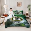 Retro Green Bay Packers Team Logo Green Duvet Cover with Pillowcases, Cooling Duvet Cover for Warm Nights, Classic Bedding Set for Guest Room