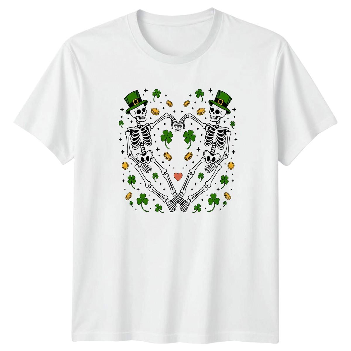 St Patricks Day Skeleton Couple Heart T-Shirt Skeleton St Patricks Day XL