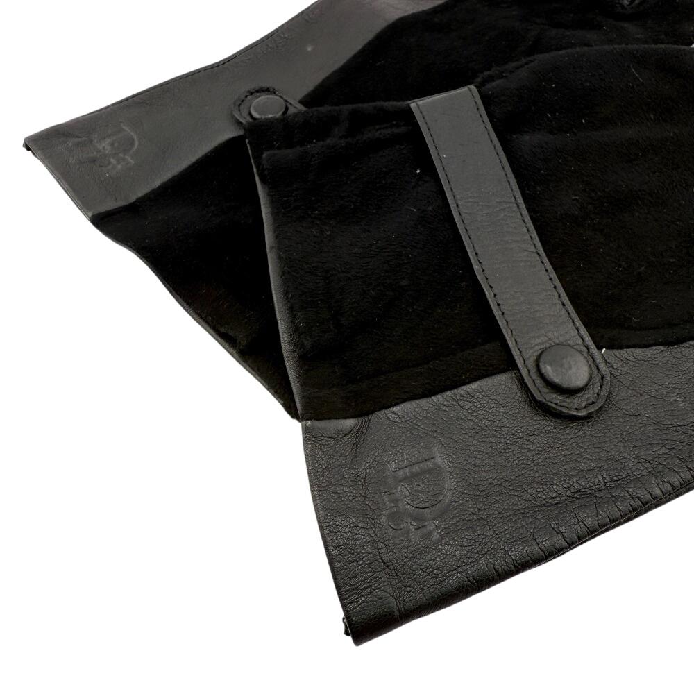 Dior suede Logo embossing leather gloves black leather Women Used