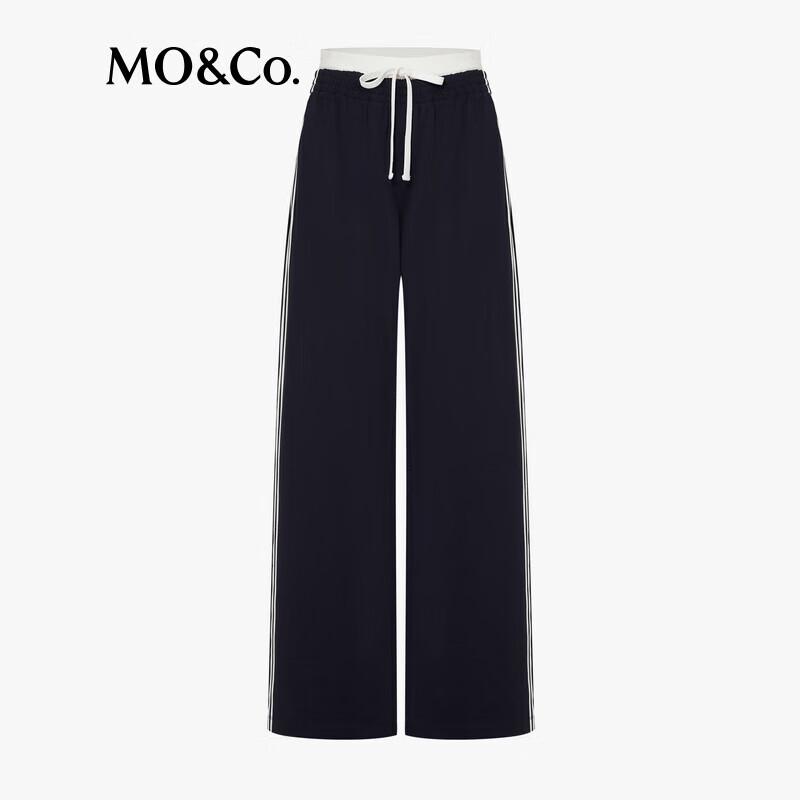 MO&Co. Sporty Color-Block Casual Straight-Leg Pants