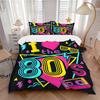 3pcs 80s, Neon Duvet Cover Set, 1 Duvet Cover + 2 Pillowcases (No Insert), High-Definition Print, Home & Dorm Yy251123052